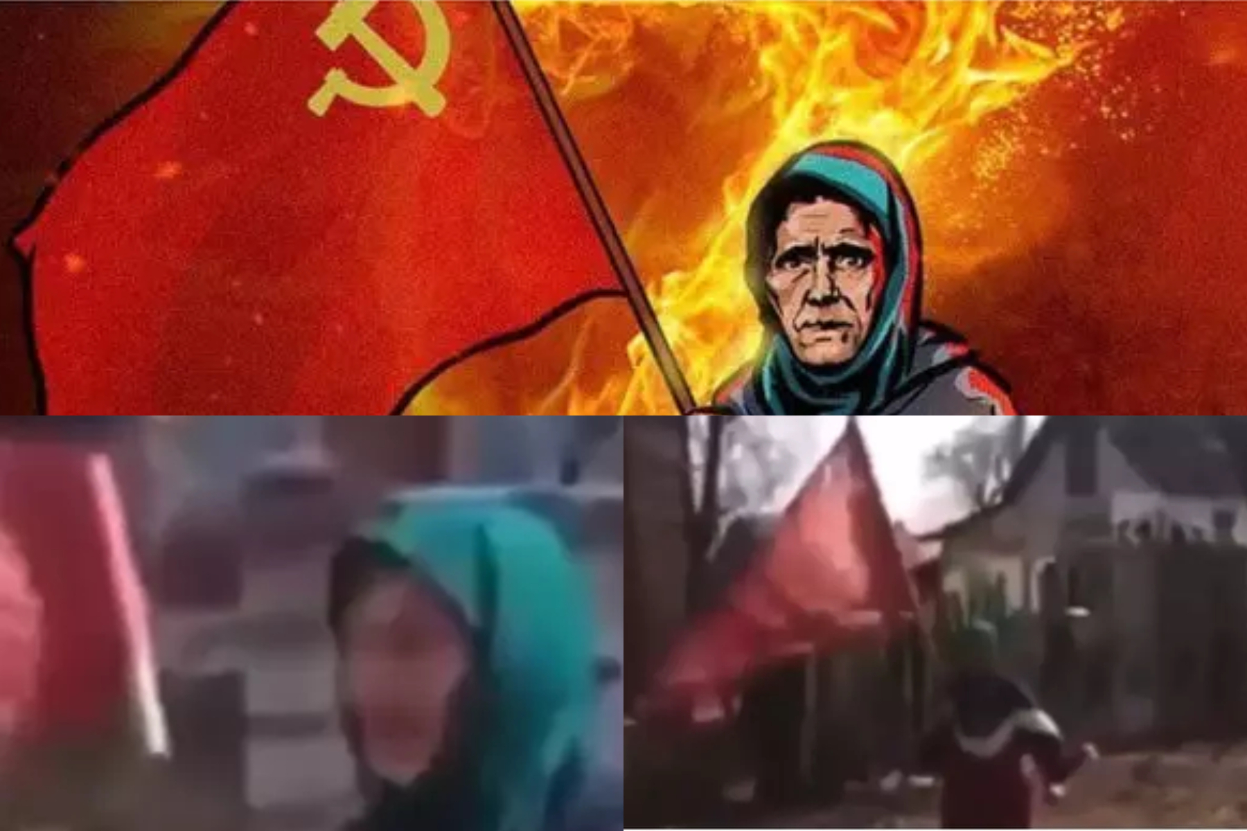 Una abuela de Ucrania se convirtió en la heroína de los rusos. Confundió las banderas del ejército y agitó la bandera de la URSS. Una abuela de Ucrania se convirtió en la heroína de los rusos. Confundió las banderas del ejército y agitó la bandera de la URSS.