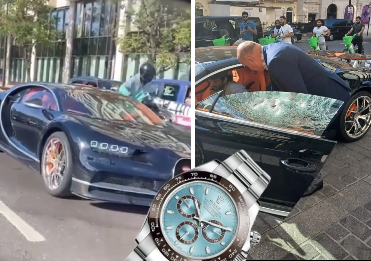 El millonario Abdullah F. Al Basman, atacado a plena luz del día en Londres. Unos ladrones destrozaron su Bugatti para intentar robar su Rolex de 110.000 libras