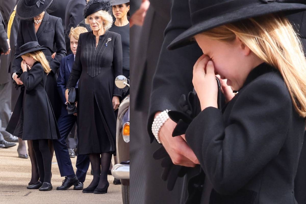 FOTO | La princesa Carlota rompió a llorar en el funeral de su bisabuela, la reina Isabel II. Fue consolada por su madre Kate