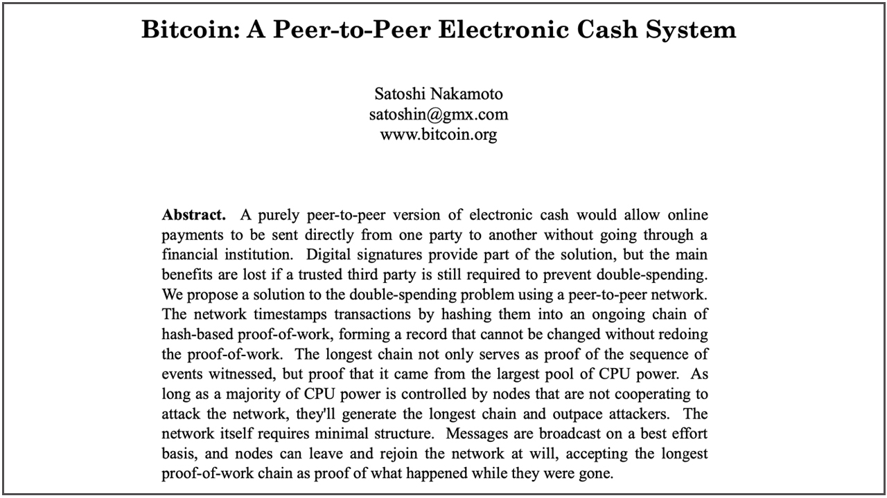 El libro blanco de Satoshi Nakamoto sobre el bitcoin cumple hoy 14 años. El libro blanco del bitcoin de Satoshi Nakamoto cumple hoy 14 años.