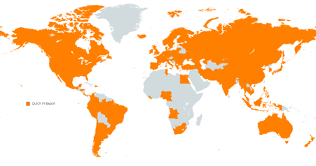 Países en los que se han emitido las exportaciones de la televisión holandesa
                    emitido